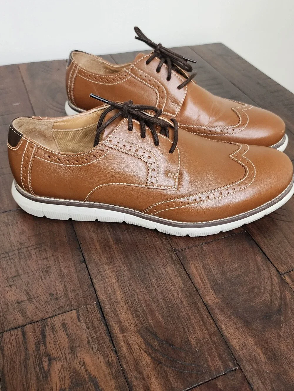 Johnston & Murphy Boys Brown Leather Wingtip Oxford BK Holden Dress Shoes Sz6